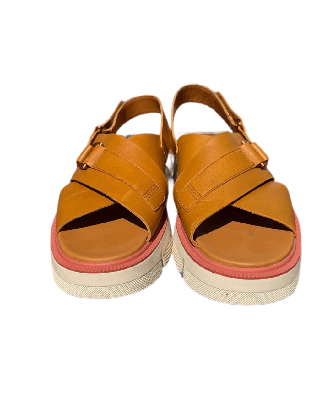 Sorel Rein CB Crisscross Platform Sandals Canyon Gold/Tan Leather Women’s 9 - Picture 7 of 11